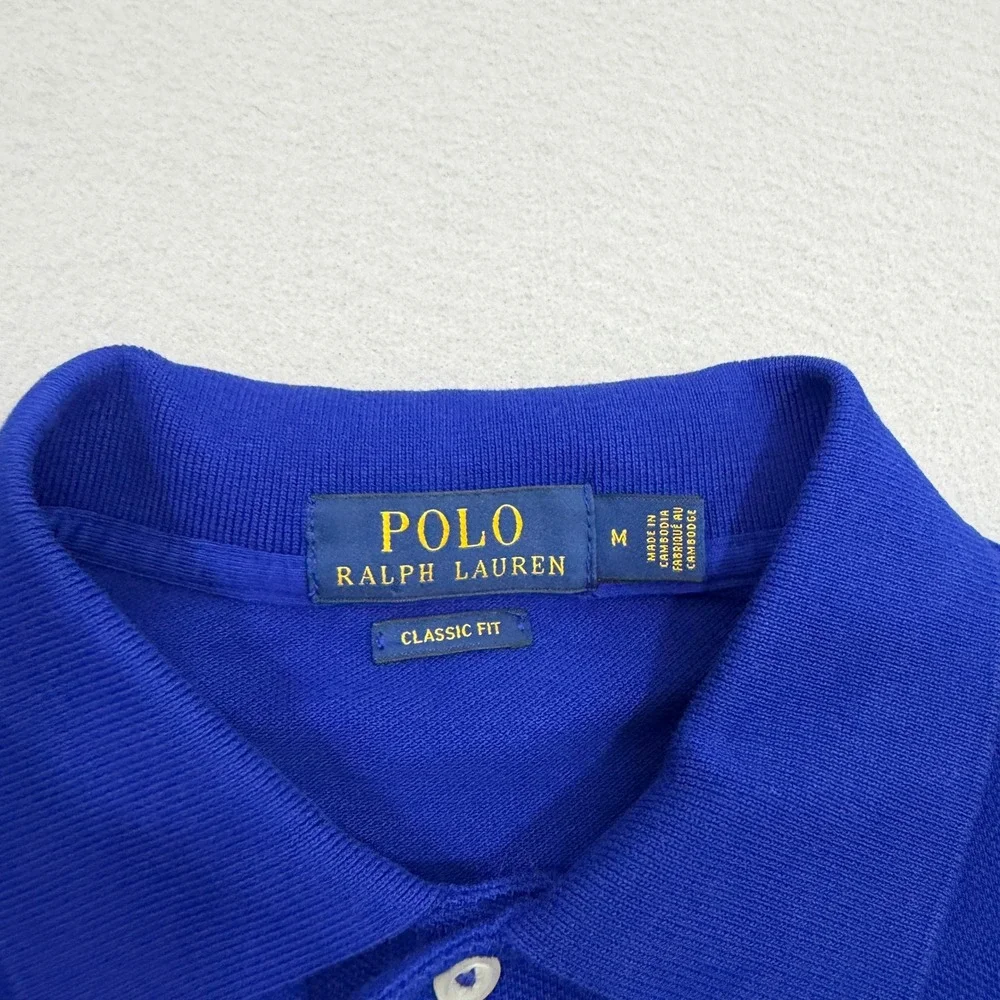 Polo Ralph Lauren Polo Shirt Medium Blue Mesh Long Sleeve Classic Fit Pony NEW